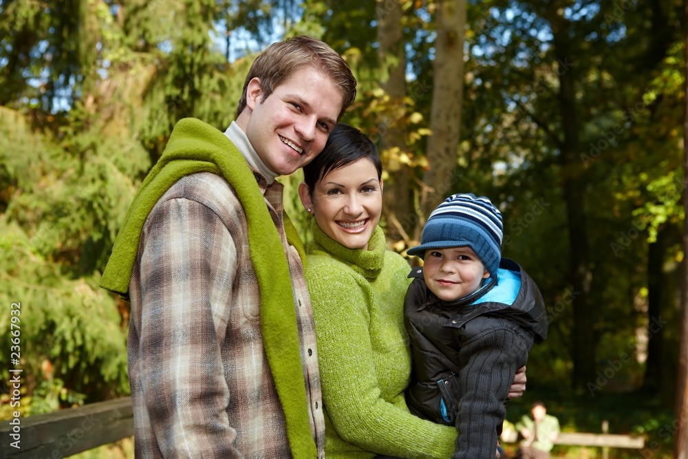 Happy family in park