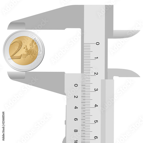 close-up calliper and 2 euro