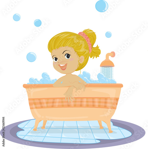 A Girl Taking Bath