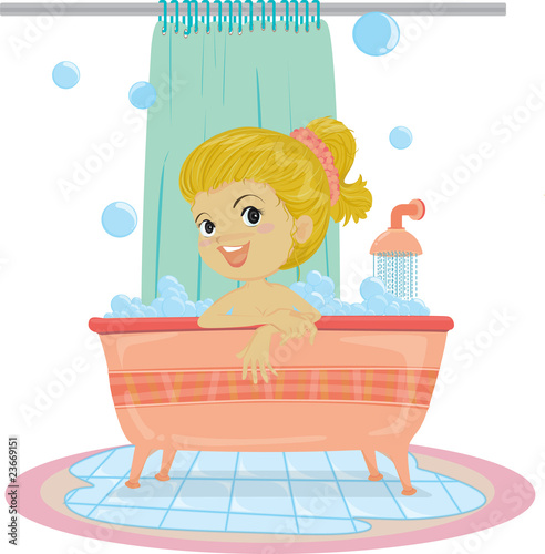 A Girl Taking Bath