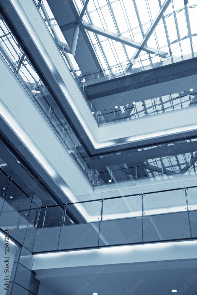 Obraz premium modern building, with structural lines and reflection.