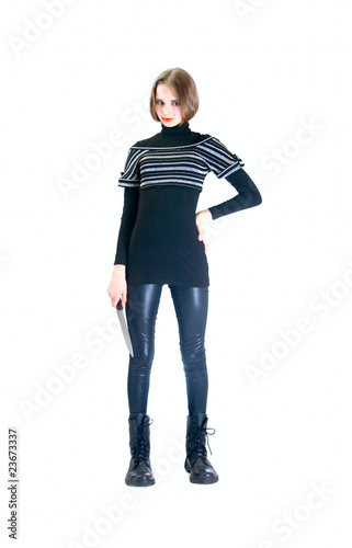 Lovely teen girl with knife