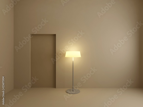 Floorlamp in empty room. © milyova