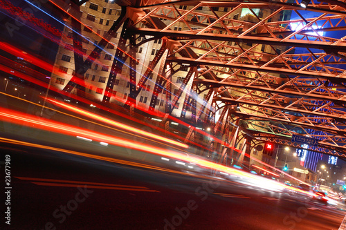 traffic conditions on Bridge in the city of Shanghai