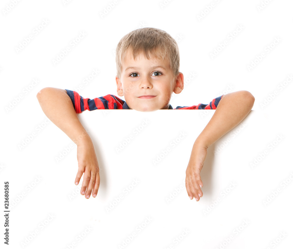 Boy holding a banner Boy holding a banner