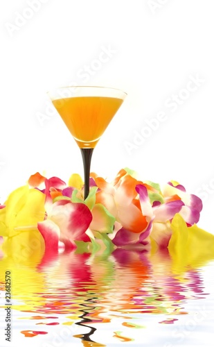 orange cocktail and Hawaiian lei photo