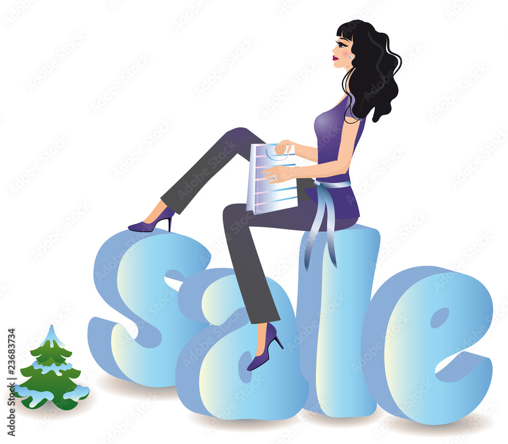 Winter sale 3d image, vector illustration Winter sale 3d image, vector illustration