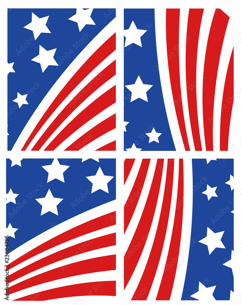 Obraz premium Vector American Flag Set