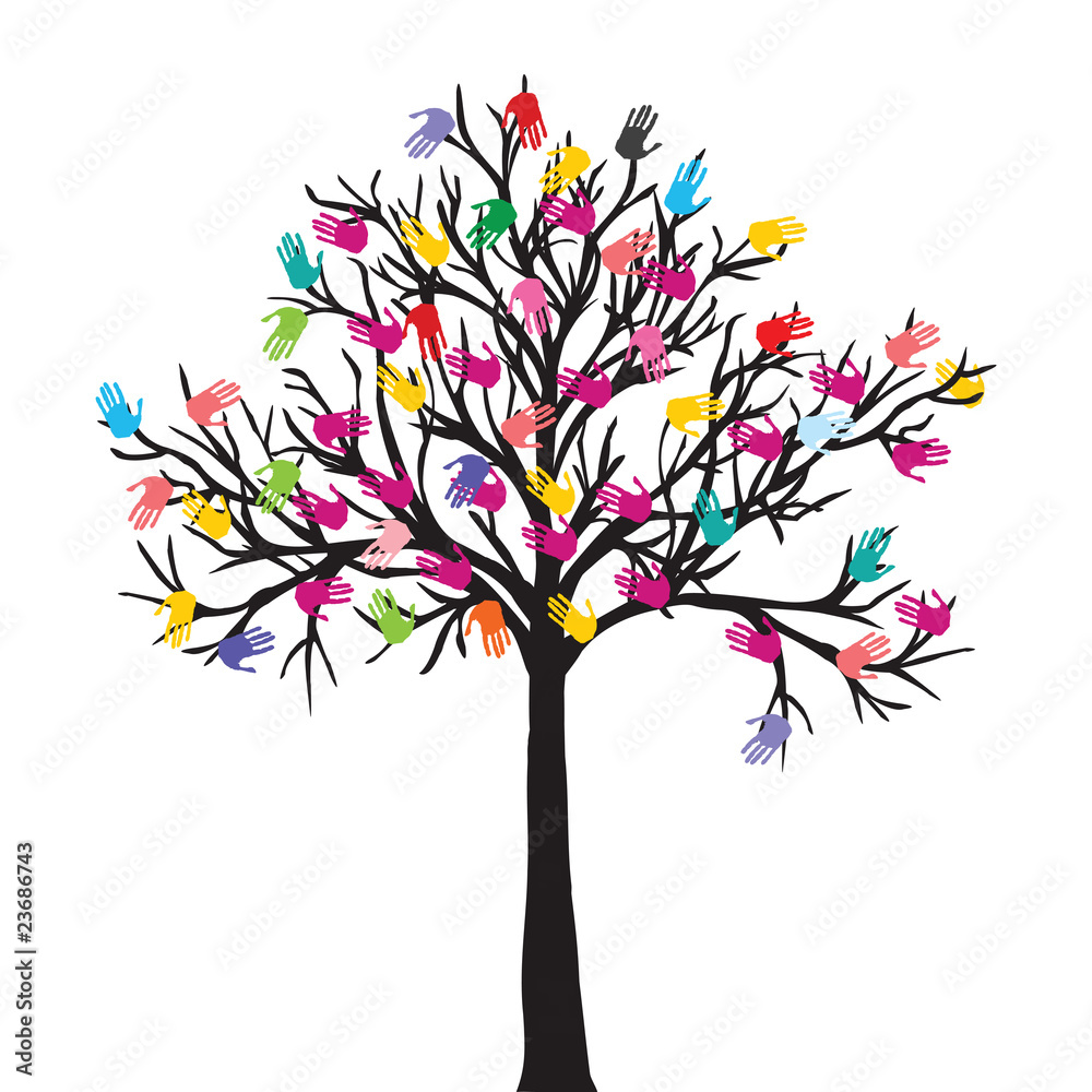 Fototapeta premium Abstract concept. Tree with hands