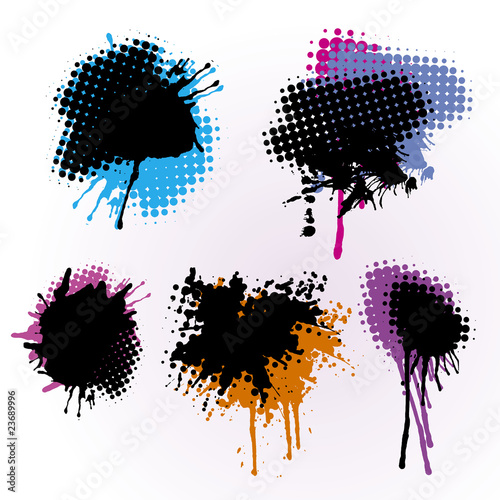 Set Of Colorful Grunge Splashes