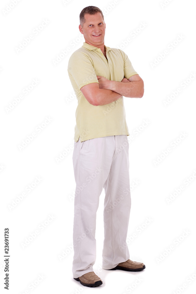 Full length of middle aged man standing and looking at you Full length of middle aged man standing and looking at you