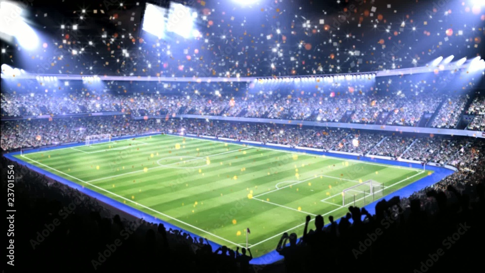Sports field in light of spotlight
