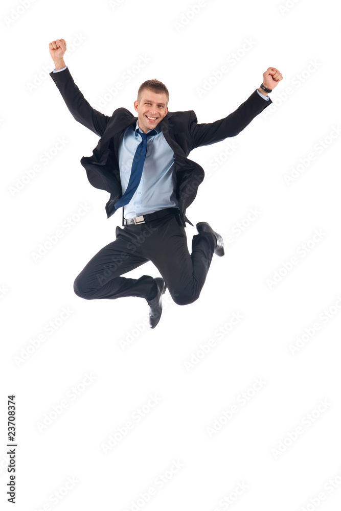 happy businessman jumping