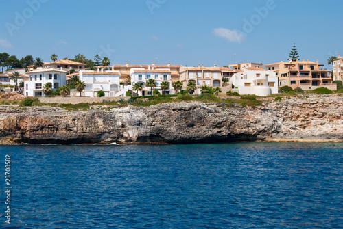 Cala Anguila luxury villas and the shore, Majorca, Spain