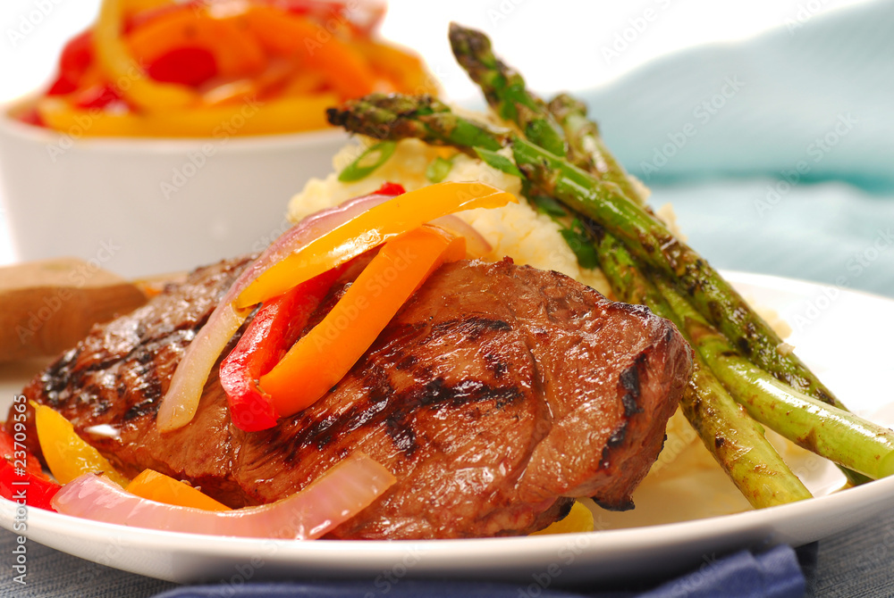 Grilled rib-eye steak with mashed potatoes Grilled rib-eye steak with mashed potatoes