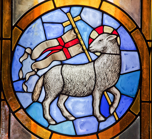 Lamb with Cross Stained Glass Duomo Cathedral Basilica Florence #23710727