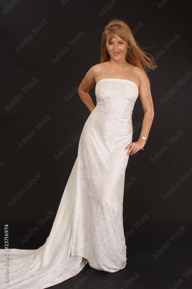 young woman in white dress