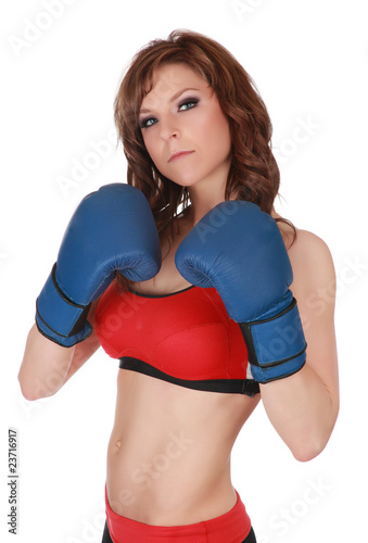Pretty woman with boxe gloves