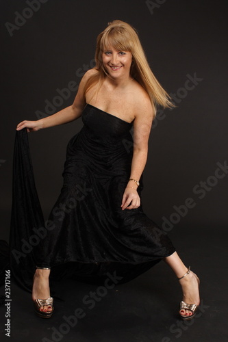 young woman in black dress