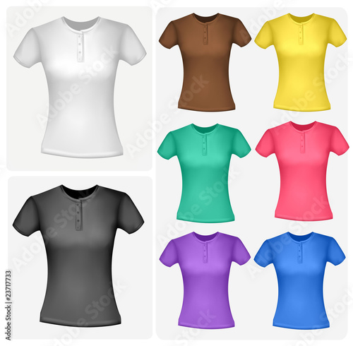 Black, white and colored polo shirts. Vector.
