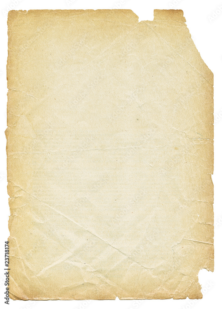 Old torn paper isolated on white background.