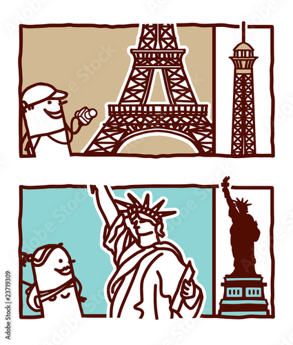 Eiffel Tower & Statue of Liberty