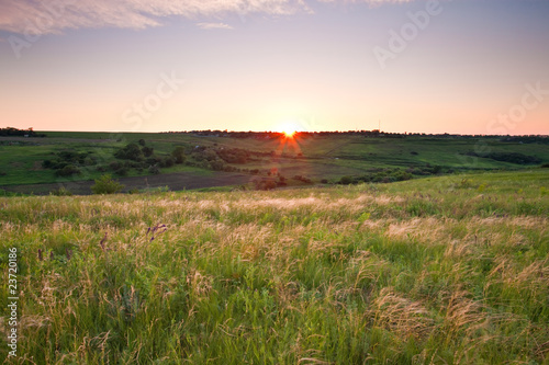countryside view at sunset time