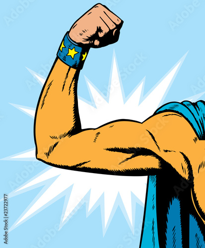superheroine arm flexing.