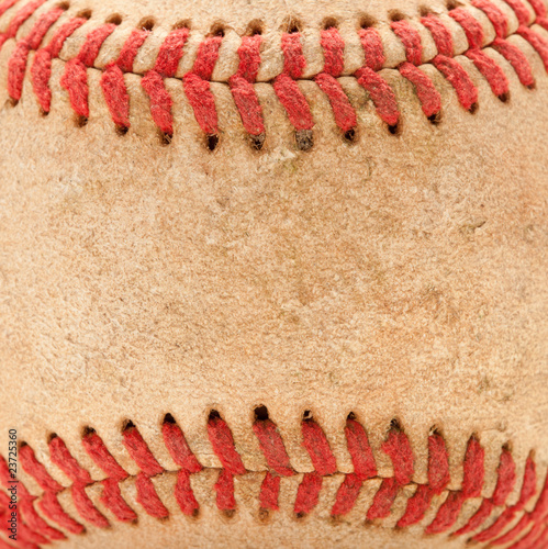 Macro Detail of Worn Baseball