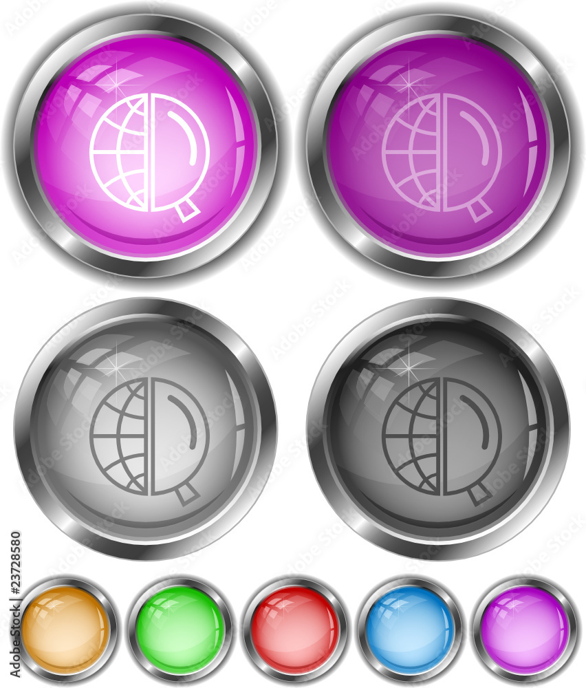 Globe and magnifying glass. Vector internet buttons. Globe and magnifying glass. Vector internet buttons.