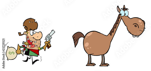 Outlaw Cowboy Escapes To His Horse