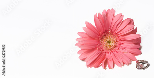 Ring with pink flower