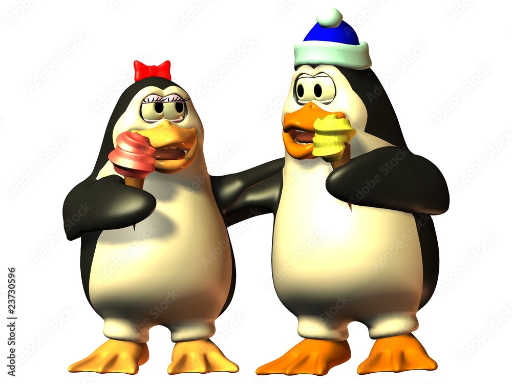 Fototapeta premium Pinguin mit Softeis