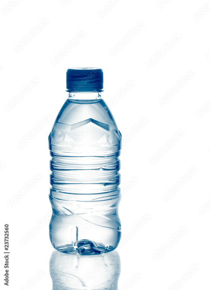 purified spring mineral water in the bottle with reflection purified spring mineral water in the bottle with reflection