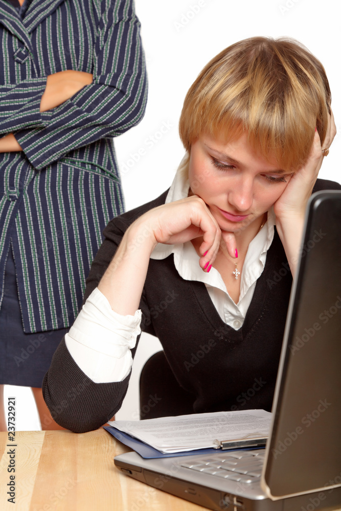 Young stressed businesswoman with a a laptop Young stressed businesswoman with a a laptop