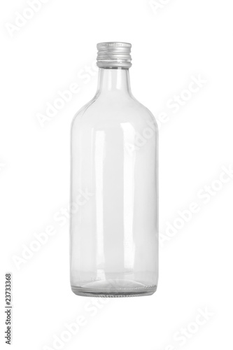 front view of transparent glass bottle