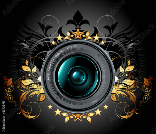 camera photo lens with ornamental elements