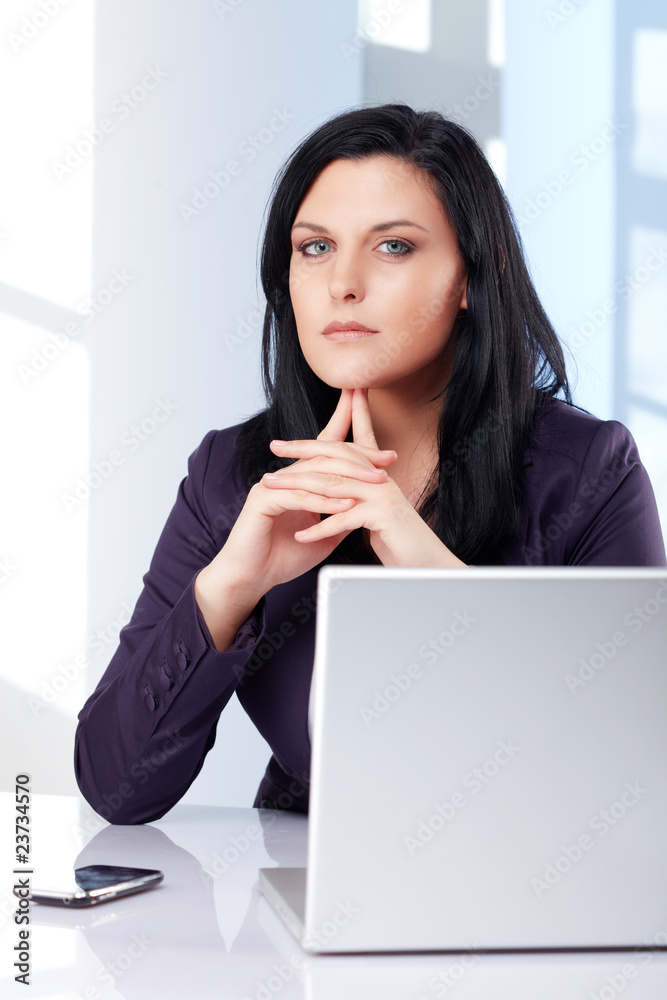 business woman with laptop, confident business woman with laptop, confident