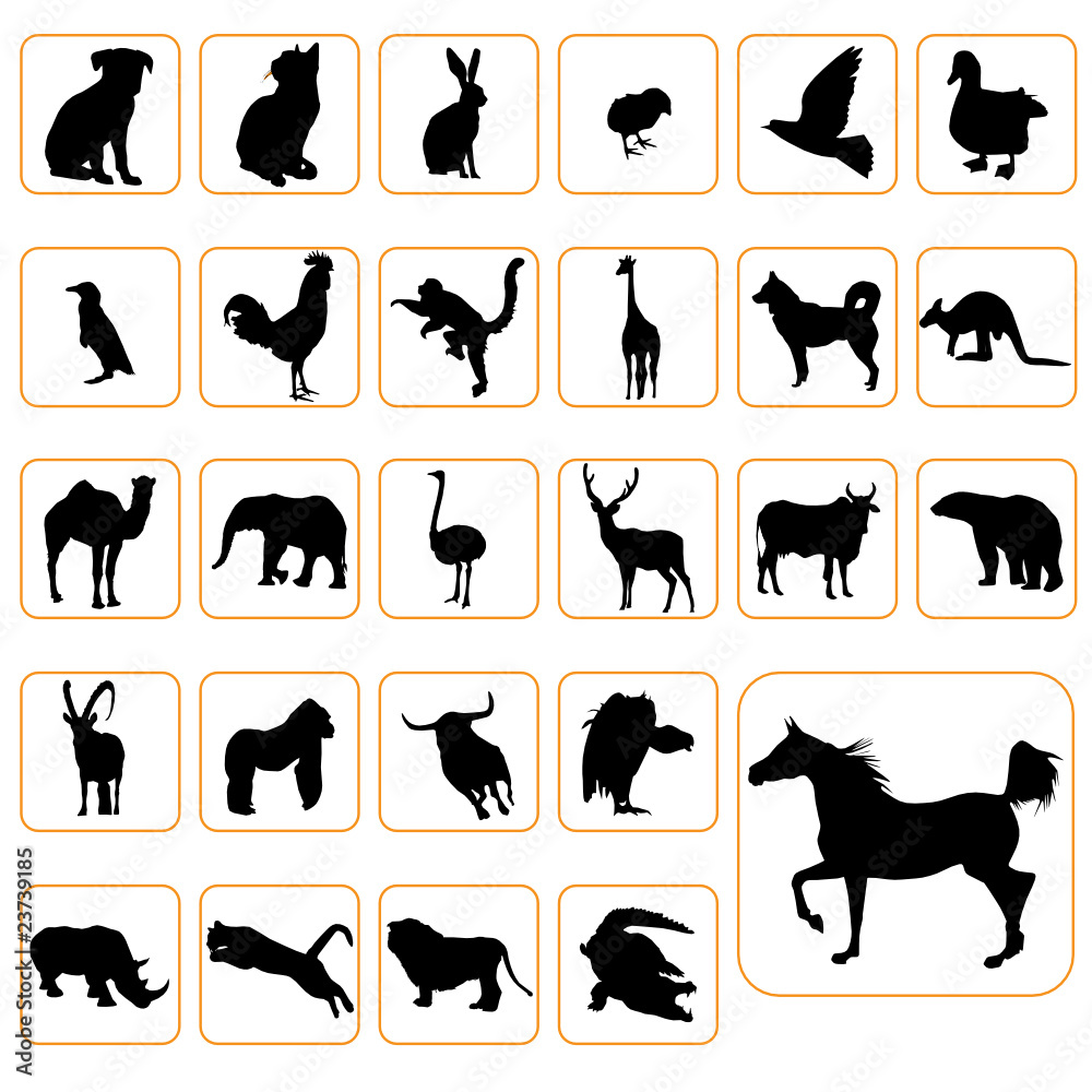 animal silhouettes set