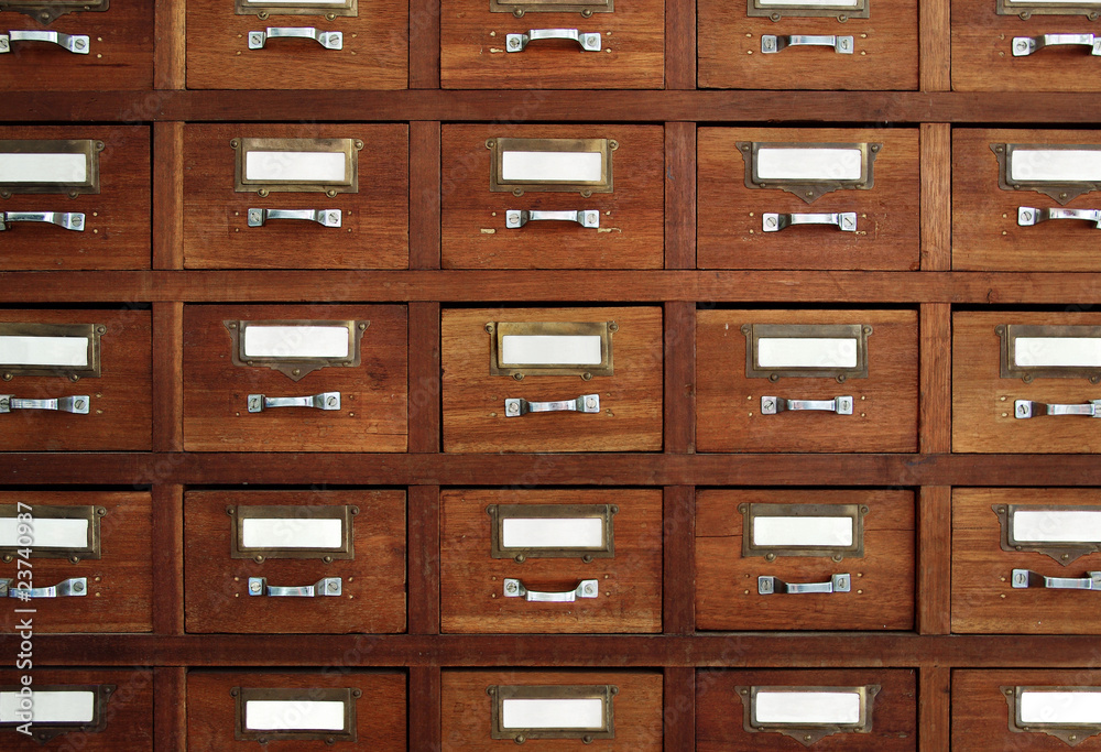 Fototapeta premium tagged drawers