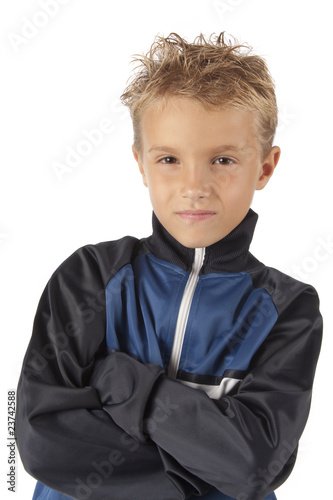 Young boy in football uniform