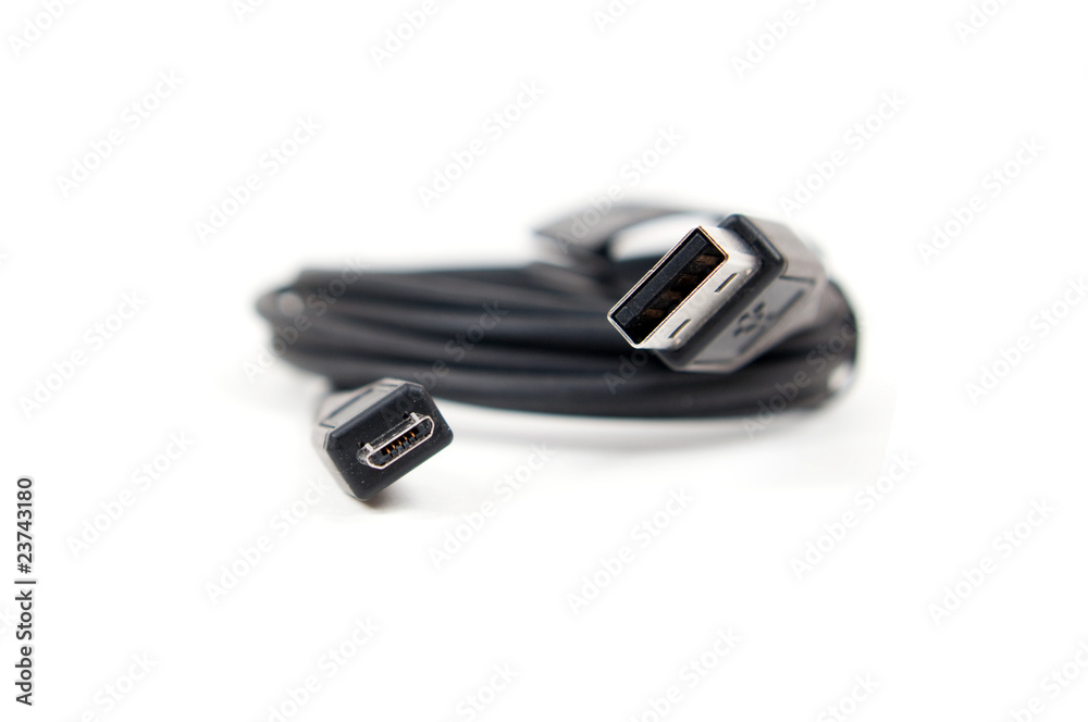 usb to micro-usb cable isolated on white background usb to micro-usb cable isolated on white background