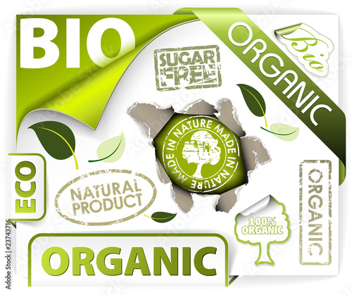 Set of bio, eco, organic elements