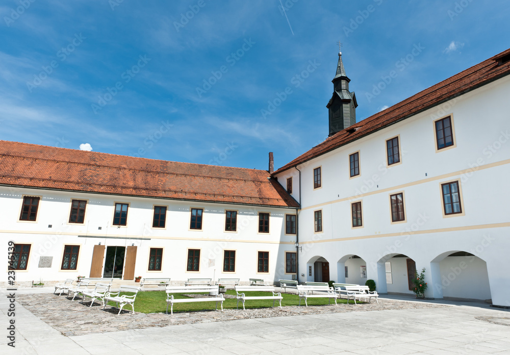 Fototapeta premium Old medieval castle yard. Skofja Loka Castle, Slovenia