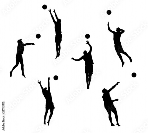Beach volleyball (silhouettes) - vector
