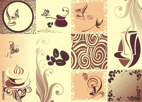 Vector coffee backgroundwith butterfly