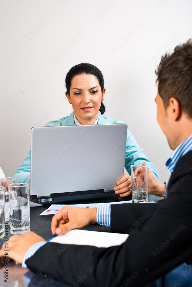 Busy business woman in the middle of meeting Busy business woman in the middle of meeting