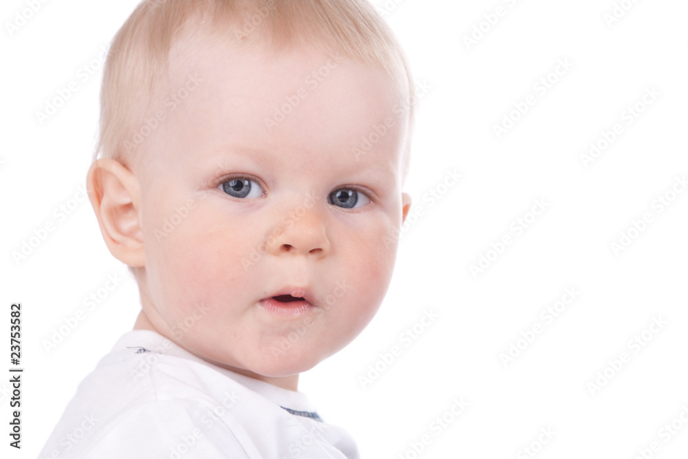 bright closeup portrait of adorable baby