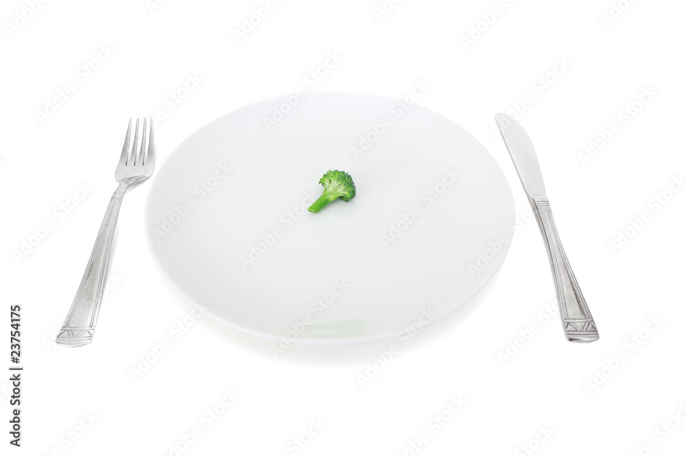 my diet, broccoli on a white plate