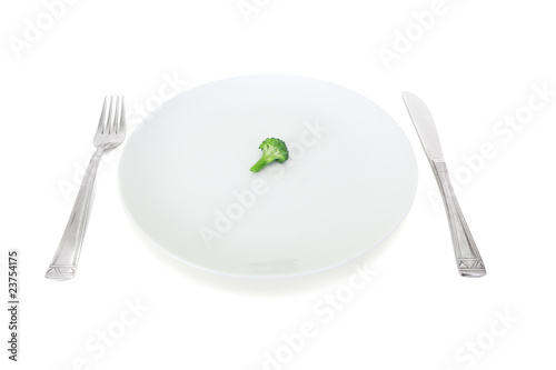 Obraz na płótnie my diet, broccoli on a white plate w salonie